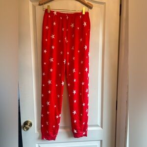 Ekouaer Pajama Pants Red with Stars